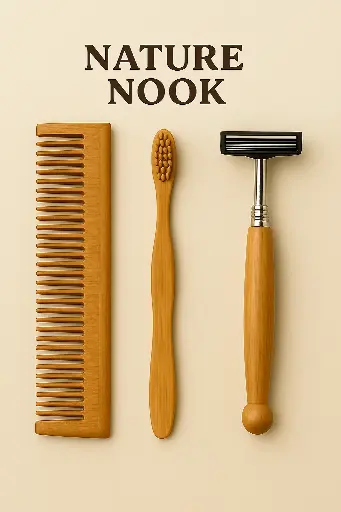  ( Beard neem comb+Bamboo Toothbrush. Wooden Razor)